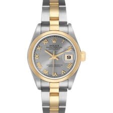 Rolex Datejust 26 Steel Yellow Gold Slate Roman Dial Ladies Watch 79163