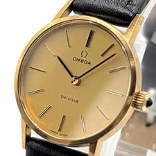 Omega De Ville Ladies Watch Gold Silver Dial Hand-Winding Used