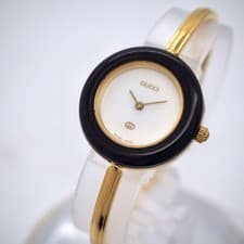 GUCCI Change Bezel Watch Gold White Dial Quartz Ladies Luxury Model
