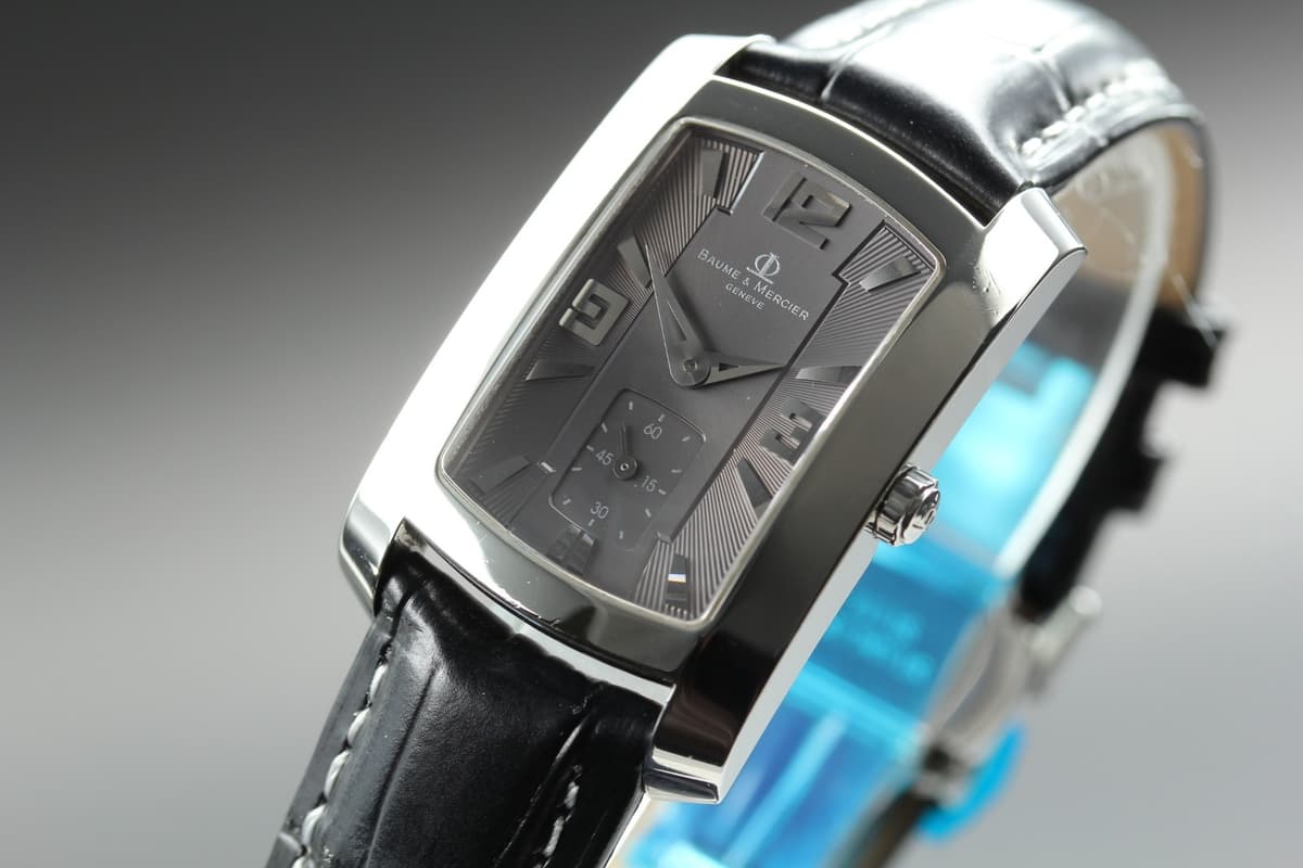 [w/Box ] Baume & Mercier Hampton 65310 Gray Small Second Quartz Swiss Made Watch