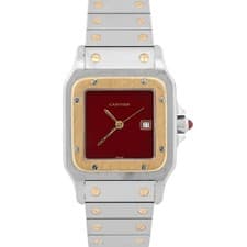 UNPOLISHED Cartier Santos Carree RED 18k Gold Steel Automatic 29mmX41mm 2961 BOX