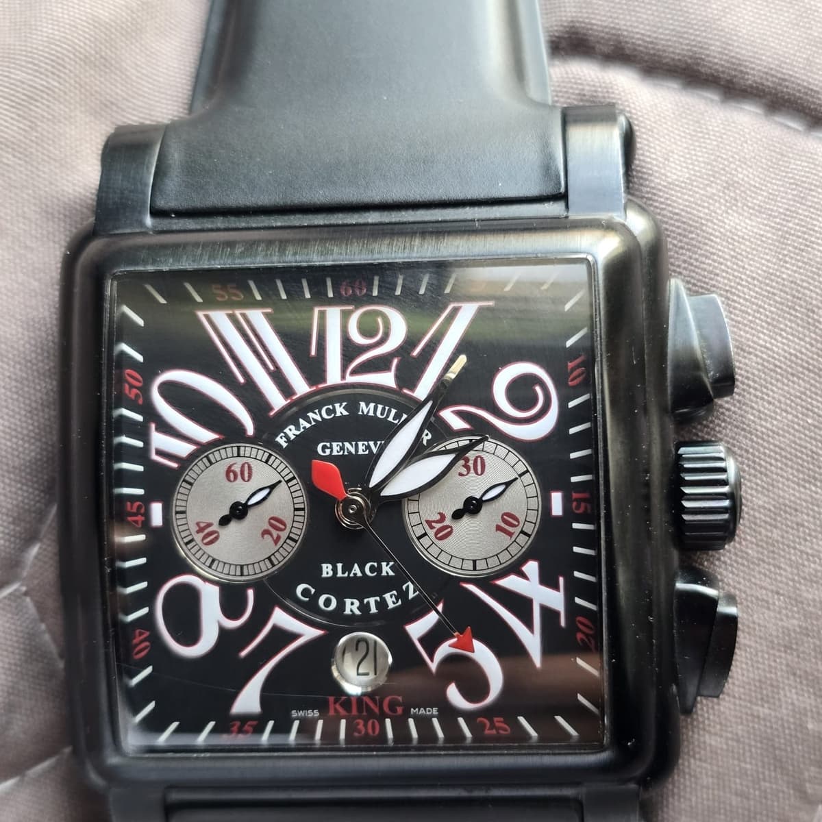 Franck Muller Black Conquistador Cortez Watch 45mm Steel Automatic 10000KCC