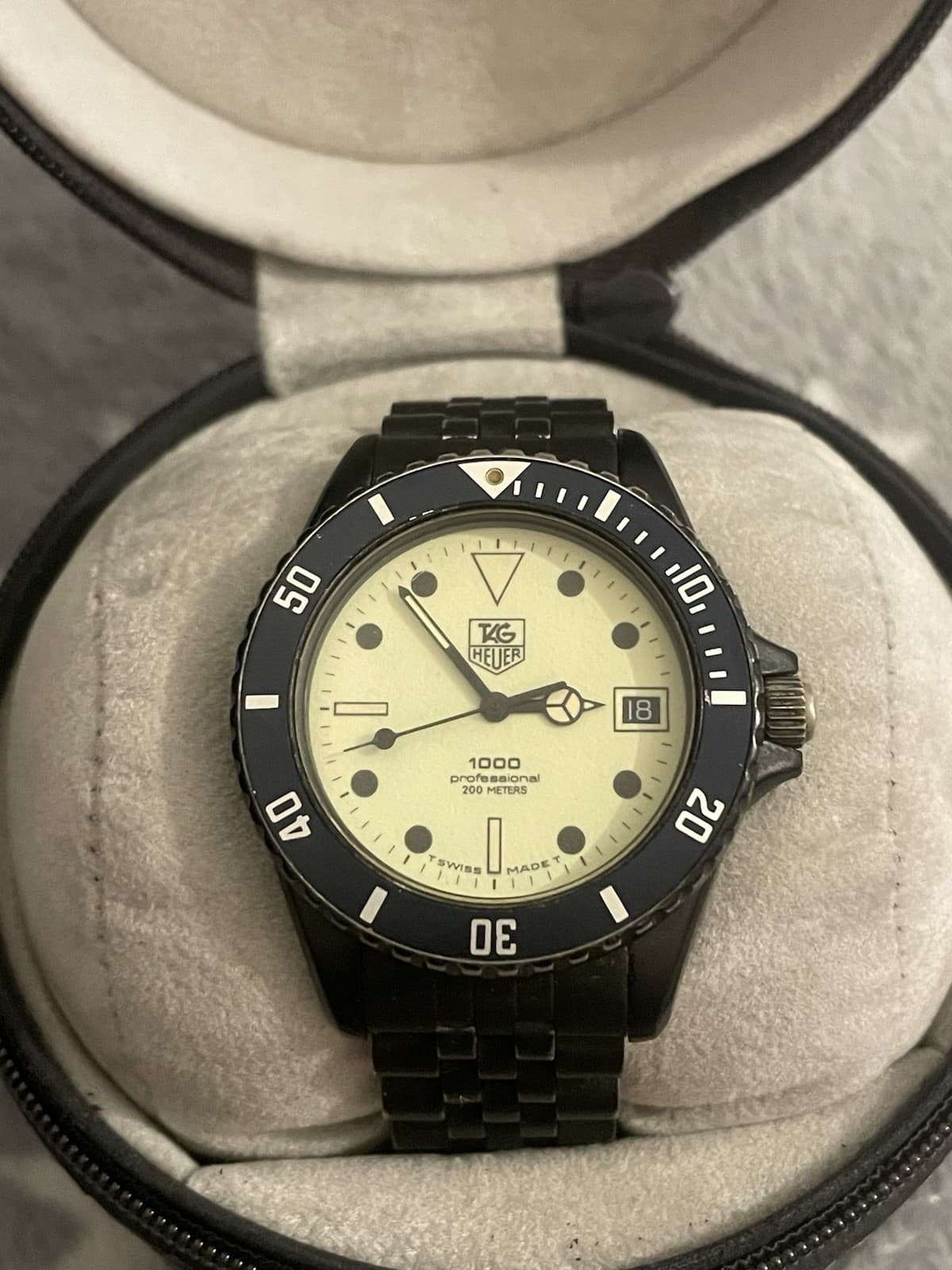 RARE VINTAGE TAG HEUER PROFESSIONAL 1000 NIGHT DIVER BLACK PVD REF  980.031N