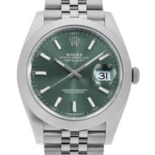 ROLEX Datejust 41 126300 Mint green Bar 5 Rows Jubilee Bracelet Random Numbe...