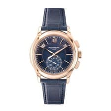 Patek Philippe Complications Watch 42MM Blue Index Hour Markers Dial Rose Gold