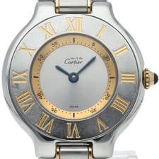 CARTIER Mast21 Ladies Watch W10073R6 Gold Plated/Stainless Steel WomenWatch ...