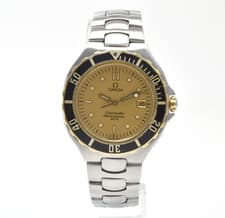 [EXCELLENT+5] OMEGA Seamaster 200 Date 18K YG Bezel Gold Dial Quartz Men's Watch