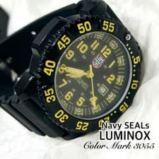 LUMINOX 3050 Navy SEALs Dive Watch Black Yellow Carbon Quartz 44mm - Scratches