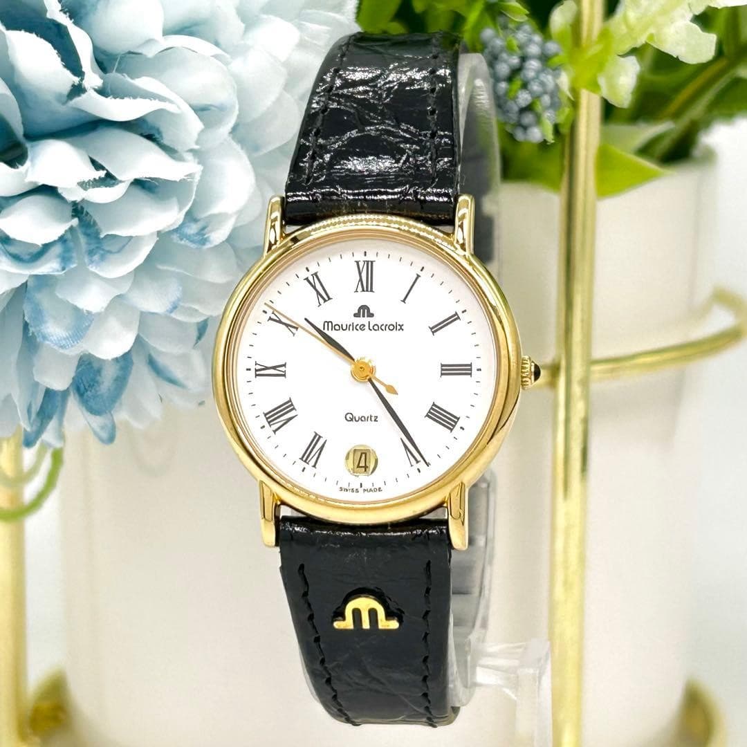 Maurice Lacroix Antique Quartz Wristwatch x2552-55A Black Gold White