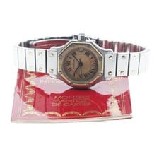 CARTIER SANTOS OCTAGON SM W2001683 24mm SS/YG Beige Dial Date Quartz #C450