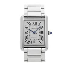 Cartier Tank Must Steel Auto Rectangle Silver Dial Bracelet Watch WSTA0053