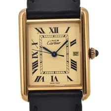 CARTIER Must tank LM W1017454 SV925 (GP) / Leather  Quartz Unisex Watch C#146916