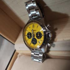 Seiko Chronograph Watch Yellow Dial Stainless Steel 20th Anniversary Model