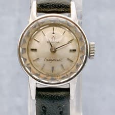 Omega Ladymatic Automatic Watch Cut Glass Used Belt Working Condition