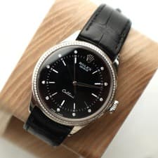 Rolex Cellini Time 39mm 50609RBR 18K White Gold Black Dial Watch