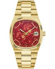 Brand New Bulova 97B242 Super Seville Red Dial Limited Edition Gold Tone Watch