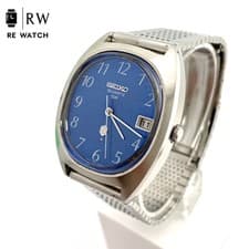 Seiko QR 3862-5010 Quartz Watch Blue Oval Case Used From Japan