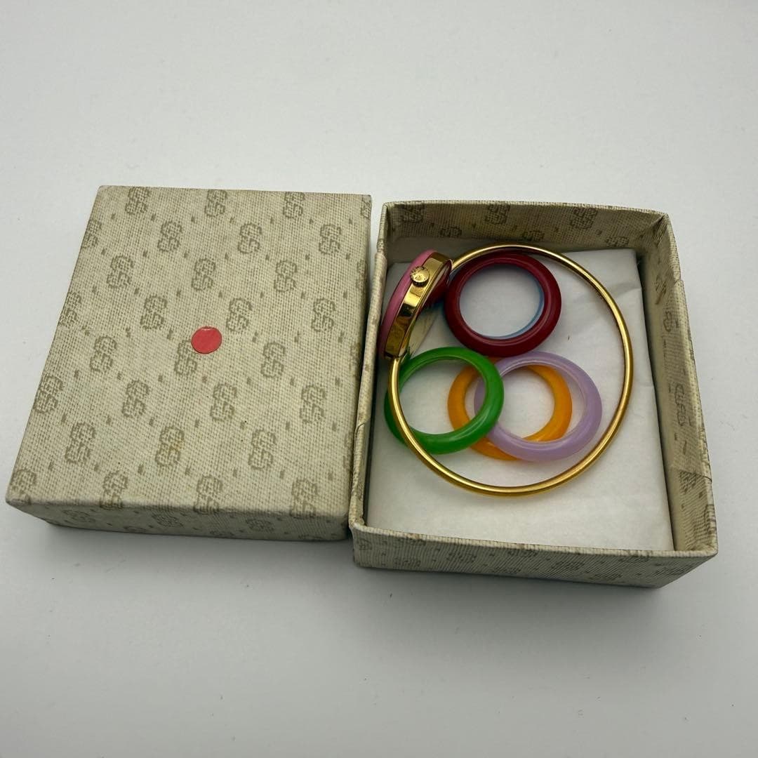 GUCCI Watch Changeable Bezel 1100L Gold Band White Dial Auth Women's Accessory