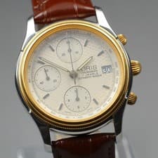 ORIS 7415 Chronograph Silver Dial Date Automatic Men's Watch 37mm JP Exc+5*Box