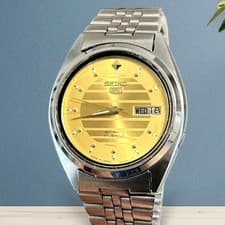 SEIKO 7009 3181 Watch Automatic Yellow Dial Timepiece Vintage Analog