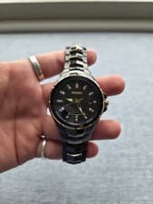 Seiko Coutura Men's Black Watch - SNE506 - Solar Powered, Gray & Black Dials