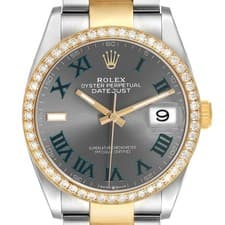 Rolex Datejust 36 Steel Yellow Gold Wimbledon Diamond Dial Watch 126283 Box Card