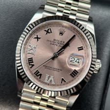 Rolex Datejust 126234 Pink Diamond Roman Dial 36mm March 2026 Complete Set