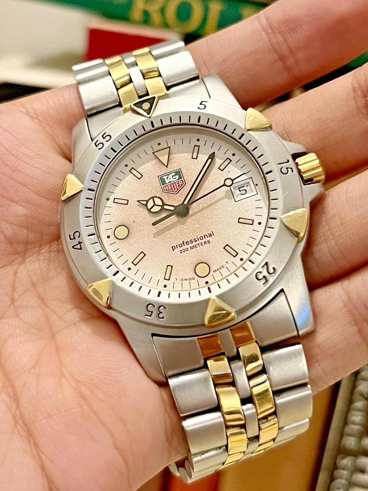 RARE TAG Heuer Professional Cappuccino Patina Dial Two Tone Men's Watch 955.706G