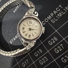 Vintage Solid 14k White Gold Woman’s Longines Cocktail Watch W/Diamonds