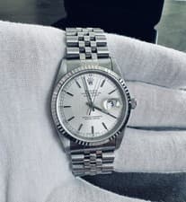 ROLEX  DATEJUST  36mm 16234 2001 silver DIAL 18K WHITE GOLD BEZEL