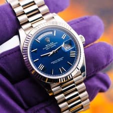 Rolex Day-Date 40 Blue Roman Dial White Gold President Complete Set 228239