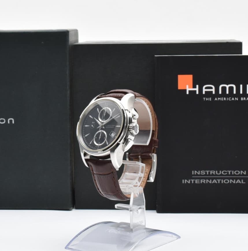 HAMILTON Jazzmaster H326160 Chronograph Black Dial AT Men's watch BOX From JAPAN
