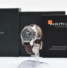HAMILTON Jazzmaster H326160 Chronograph Black Dial AT Men's watch BOX From JAPAN
