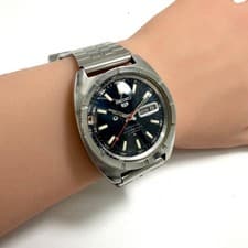 Seiko 5 6119-8140 Automatic Day Date Men’s Vintage Watch Japan Made Silver Dial