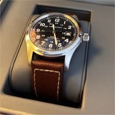 Hamilton Khaki Automatic 25 Jewels Men's Watch Brown Leather Band Black Dial