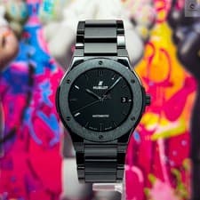 Ceramic Bracelet 2025 “Black Magic” Hublot Classic Fusion 45MM Black Dial B&P