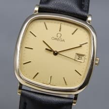 Vintage 1991 [Near MINT] OMEGA De Ville Cal.1430 30mm Gold Date QZ Men's Watch