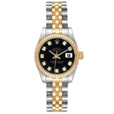 Rolex Datejust 26 Black Diamond Dial Steel Yellow Gold Ladies Watch 179173