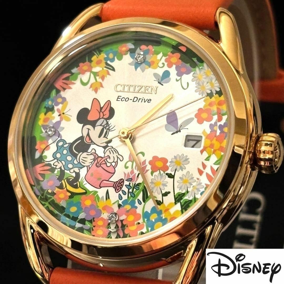 CITIZEN Disney Minnie Eco-Drive Watch Orange Band 36mm Ladies 100M