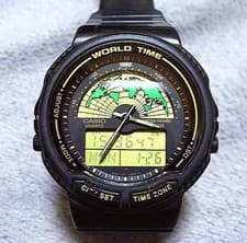Vintage Excellent CASIO AW-21U WORLDTIME Watch Battery Replaced