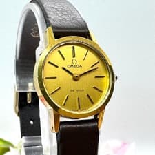 Omega De Ville Vintage Ladies Watch 17 Jewels Gold Dial Used