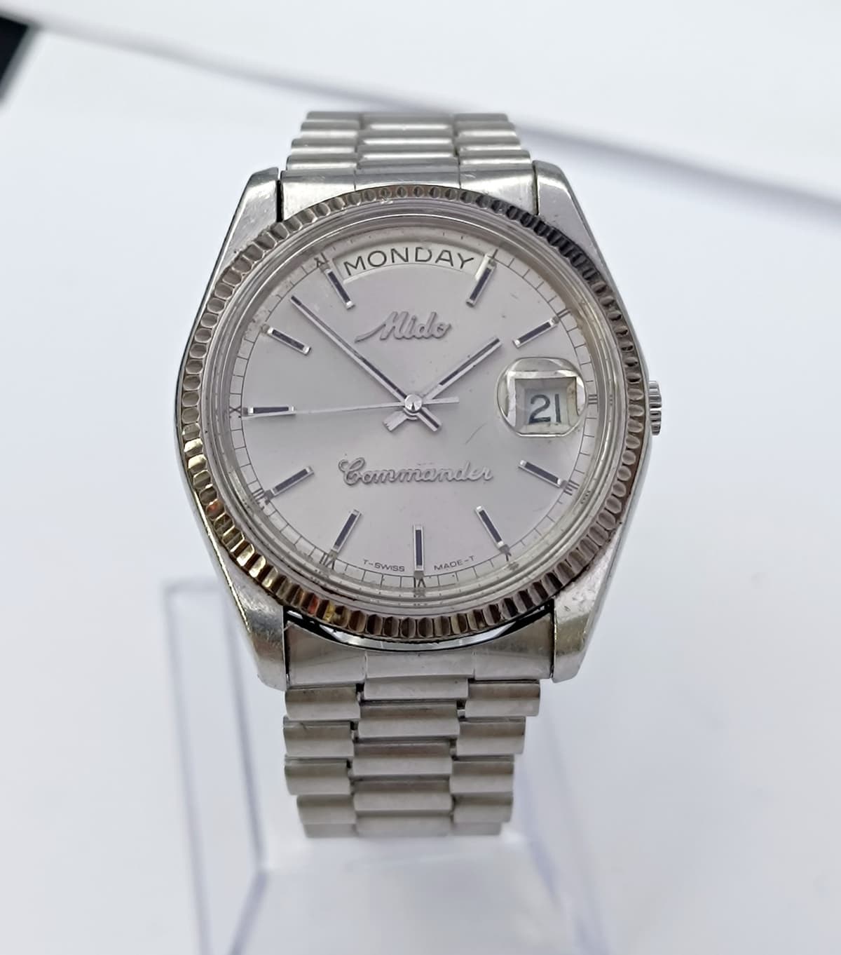 Mido President Commander Day Date Mens Vintage Watch Automatic Swiss 8223