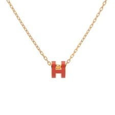 HERMES Ladies Necklace Red Gold Hardware Enamel from JAPAN