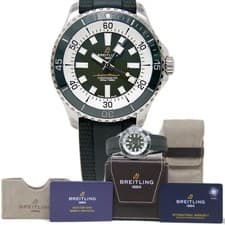 Breitling A17376A31L1S1 Superocean 44mm Green Dial Retail$5,700 BOX&PAPER #BR224