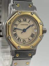 Cartier Santos Octagon SM Quartz Ladies Watch Stainless Steel Gold