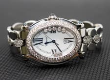 Ladies Chopard Happy Sport Stainless Steel Wrist Watch Oval 7 Floating Diamonds