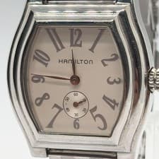 HAMILTON Dodson Quartz Watch Tonneau Case Silver Dial Stainless Strap