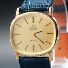 Vintage 1979 OMEGA DeVille Quartz Cal.1350 Gold 29mm Men Unisex Dress Watch Oval