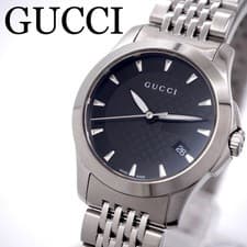 Gucci 126 5 G Timeless Watch Black Stainless 28mm Authentic Genuine Rare