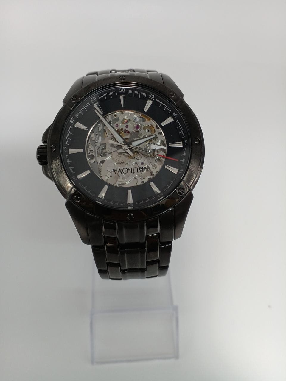 Automatic Wind Wristwatch BLK Model 98A147 Skeleton BULOVA